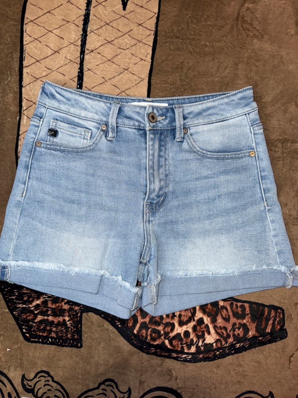 NWOT KanCan Light Blue High-Rise Denim Shorts with Raw Hem